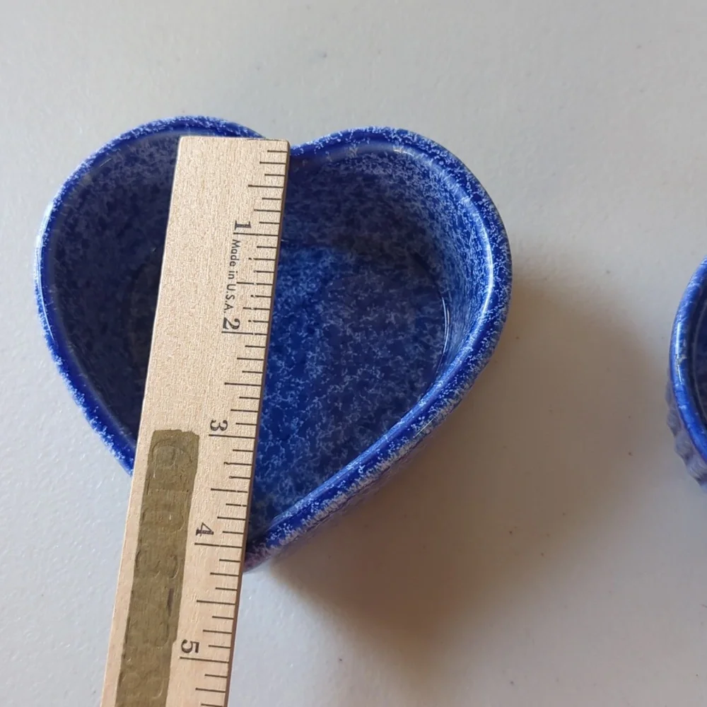 Coche stoneware by Eurogres vintage blue speckled heart and round mini c…